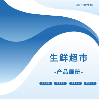 生鲜超市水产生鲜产品方版画册模板 - 封面预览